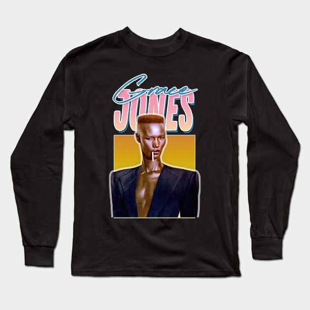 Grace Jones  80s Aesthetic Design Long Sleeve T-Shirt by DankFutura